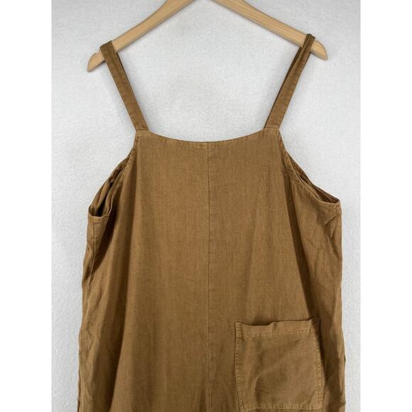 UNIVERSAL THREAD Overalls M Utility Cropped Jumpsuit Relaxed Linen Blend Brown - Picture 3 of 12